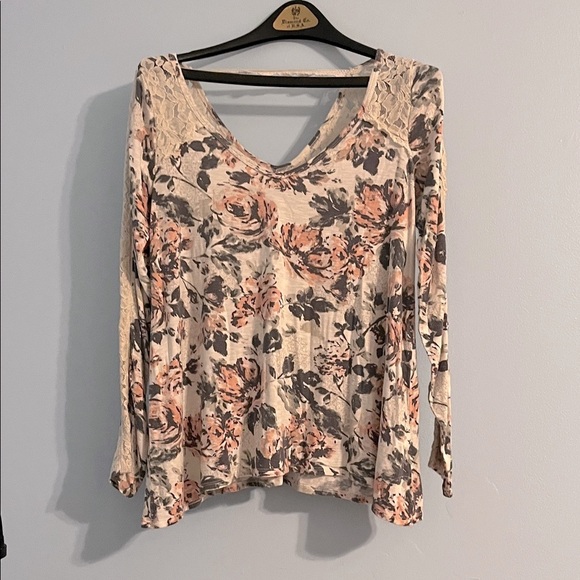 Abercrombie & Fitch Floral Long Sleeve Top - Cream and Pink - Picture 1 of 6